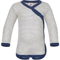 Engel Omslagsbody I/e - Ull/Silke - Natural/Navy Blue - - 74/80 - Langermet Body
