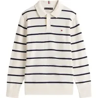 Tommy Hilfiger Poloskjorte - Strikk - Ivory Silke Stripe - - 3 år (98) - Genser