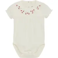 En fant Body SS Embroidery Egret (80 / 1 år)