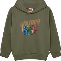 Lego Wear LEGO Ninjago Hettegenser - LwSian 103 - Armygrønn m. Trykk - - 8 år (128) - Hettegenser