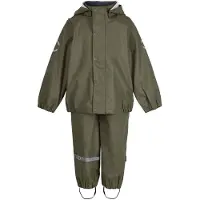 Mikk-Line Regntøy m. Seler - PU - Resirkulert - Dusty Olive - - 1½ år (86) - Regntøy