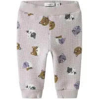 Name it Joggebukser - Vaffelstoff - NbfTammie - Lilac Marble m. - - 68 - Joggebukse