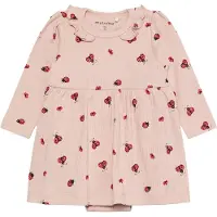 Minymo Kjolebody I/e - Rib - Peach Pisk m. Marihøner - - 1½ år (86) - Langermet Body
