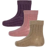 Minymo Sokker - Rib - 3-pack - Orchid Haze - - 35/38 - Sokker