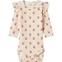 Lil´ Atelier Lil' Atelier Body I/e - Rib - Noos - NbfLavo - Sølv Peony m. Ki - - 68 - Langermet Body