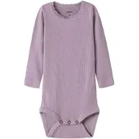 Name it Body I/e - Noos - Rib - NbfKab - Lavender Grå - - 1 år (80) - Langermet Body