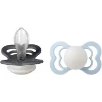BIBS Supreme+ Lysende smokker - Str. 2 - Silikon - 2-pack - Iron - - 6-18 md - Smokk