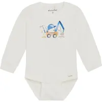 Minymo Body I/e - Marshmallow White m. Trykk - - 68 - Langermet Body