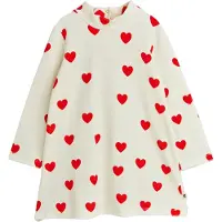 Mini Rodini Kjole - Velur - Hearts - Hvit - - 6-7 år (116-122) - Kjole