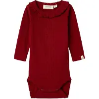 Lil´ Atelier Lil' Atelier Body I/e - Rib - NbfRachel - Rød Dahlia - - 56 - Langermet Body