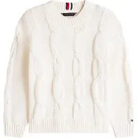 Tommy Hilfiger Genser - Strikk - Kabel - Ivory Silke/White - - 16 år (176) - Genser