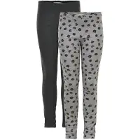 Minymo Leggings - 2-pack - Grå Melert/Leopard - - 1½ år (86) - Leggings
