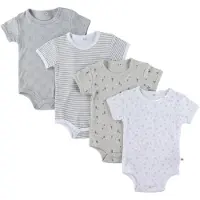 Pippi Baby Bodyer k/e - 4-pack - Havn Mist - - 62 - Kortermet body