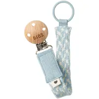 BIBS PACIFIER BRAID BABY BLUE &amp IVORY smokkholder i 100 % økologisk bomull