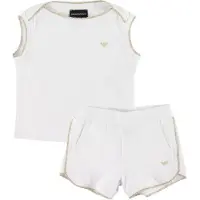 Emporio Armani Sett - T-skjorte/Shorts - Hvit m. Gullglitter - - 7 år (122) - Shorts