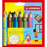 Stabilo woody Arty 3 in 1 cardboard wallet of 6 pens incl. a sharpener
