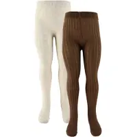 Minymo Strømpebukser - 2-pack - Solid Rib - Trost - - 104/110 - Strømpebukser