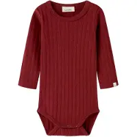 Lil´ Atelier Lil' Atelier Body I/e - Rib - NbfRita - Rød Dahlia - - 56 - Langermet Body