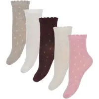 Minymo Sokker - 5-pack - Wild Rose/Lilla/Hvit m. Prikker - - 27/30 - Sokker