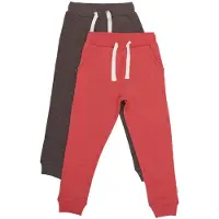 Minymo Joggebukser - 2-pack - Tomatpuré - - 7 år (122) - Joggebukse