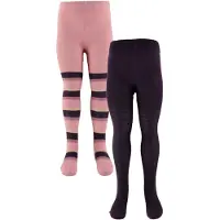 Minymo Strømpebukser - 2-pack - Lilla/Rosa Stripet m. Gull - - 104/110 - Strømpebukser