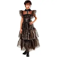 Rubies Kostymer - Wednesday Addams Deluxe Rave'N Dress - - 13-14 år (158-164) - Kostymer