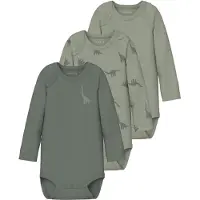 Name it Body I/e - Noos - NbmBody - 3-pack - Agave Green - - 1 år (80) - Langermet Body