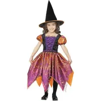 Smiffys Kostymer - Moon &amp; Stars Witch - Lilla/Oransje - - 7-9 år (122-134) - Kostymer