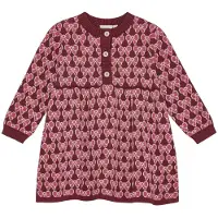Flöss Kjole - Nova - Strikk - Bordeaux Bow - - 1½ år (86) - Kjole
