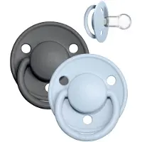 BIBS De Lux Smokker - 2-pack - Rund - Iron/Baby Blue - - 0-3 år - Smokk