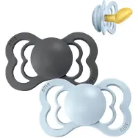 BIBS Couture Smokk - Str. 2 - 2-pack - Anatomisk - Iron/Baby Blu - - 6-18 md - Smokk