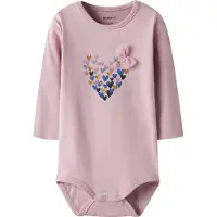 Name it Body I/e - NbfNiva - Polert Lilac m. Trykk - - 68 - Langermet Body