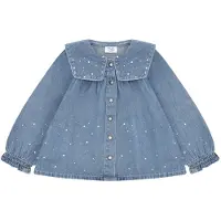 Hust and Claire Skjorte - HCCaroline - Blue Denim m. Rhinestone - - 7 år (122) - Skjorte
