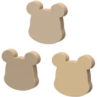 Cam Cam Trehenger - 3-pack - 7x7x6,5 cm - Bjørn - - OneSize - Knagg
