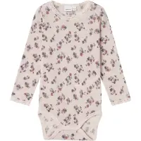 Name it Body I/e - Ull - Noos - NmfWang - Lilac Ash m. Hullmønst - - 2 år (92) - Langermet Body