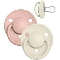 BIBS De Lux Smokker - Onesize - 2-pack - Rund - Ivory/Blush - - 0-3 år - Smokk