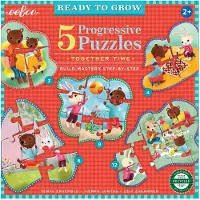 Eeboo Puslespill - 5 stk. - 3-12 Brikker - Morsomme tider - - OneSize - Puslespill