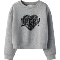 Name it Collegegenser - Kort - NkfBima - Grey Melange - - 7-8 år (122-128) - Collegegenser
