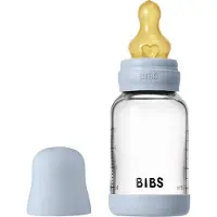 BIBS Babyflaske - 120 ml - Glass/Naturgummi - Baby Blue - - OneSize - Babyflaske