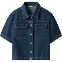 Name it Skjorte k/e - NkfLea - Dark Blue Denim - - 7 år (122) - Skjorte K/E