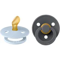 BIBS Colour Smokker - 2-pack - Str. 1 - Anatomisk - Iron/Baby Bl - - 0-6 md - Smokk