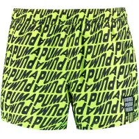 Puma Badeshorts - Neongul m. Trykk - - M - Medium - Badetøy
