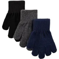 Mikk-Line Hansker - Ull/Polamid - 3-pack - Blue Nights/Antrasitt - - 4-7 år (104-122) - Handsker