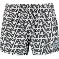 Puma Badeshorts - Hvit m. Svart Trykk - - XS - Xtra Small - Badetøy