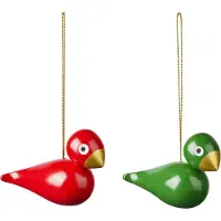 Kay Bojesen Denmark Trefigurer - 2 stk. - Julefugl - Rød/Grønn - - OneSize - Pyntefigur