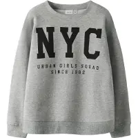 Name It Kids Collegegenser - NkfBelisso - Grey Melange - - 7-8 år (122-128) - Collegegenser