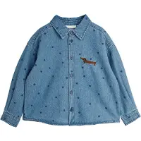 Mini Rodini Skjorte - Denim Dots - Blå - - 2-3 år (92-98) - Skjorte