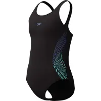 Speedo Badedrakt - Plassering Muscleback - Svart m. Blå - - 5-6 år (110-116) - Badetøy