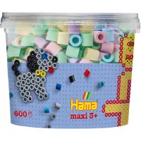 Hama Maxi Perler - 600 stk. I Bøtte - Mix 52 - - OneSize - Perler