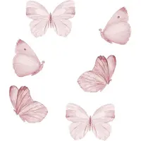That's Mine Wallstickers - Sommerfugler - 6 stk. - Rose - - OneSize - Veggklistremerker
